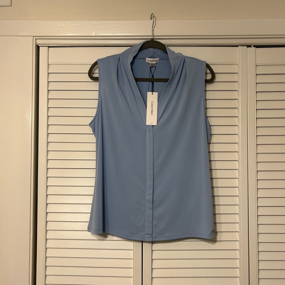 Calvin Klein Sleeveless Top Baby Blue Size XL NWT - Picture 2 of 9